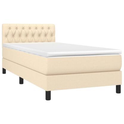 Boxspringbett mit Matratze & LED Creme 100x200 cm Stoff - Image 3
