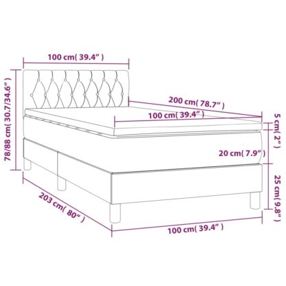 Boxspringbett mit Matratze & LED Creme 100x200 cm Stoff - Image 8