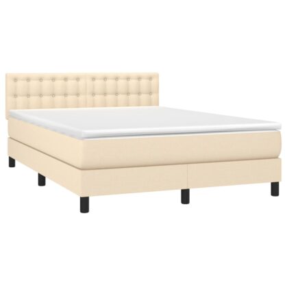 Boxspringbett mit Matratze & LED Creme 140x200 cm Stoff - Image 3