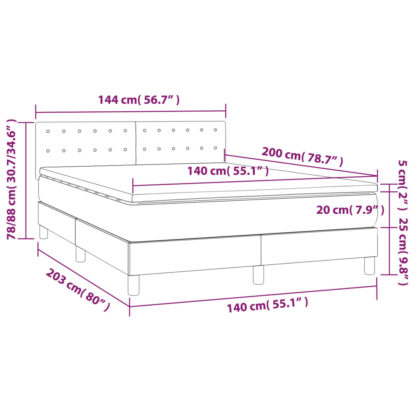 Boxspringbett mit Matratze & LED Creme 140x200 cm Stoff - Image 8