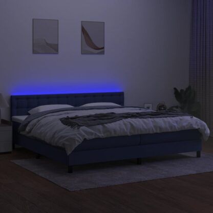 Boxspringbett mit Matratze & LED Blau 200x200 cm Stoff - Image 4