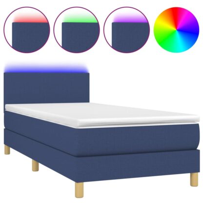 Boxspringbett mit Matratze & LED Blau 90x200 cm Stoff - Image 2