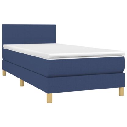 Boxspringbett mit Matratze & LED Blau 90x200 cm Stoff - Image 3