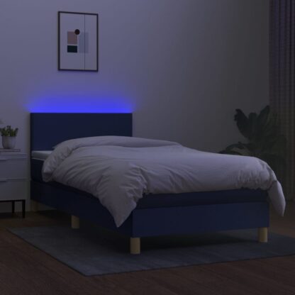 Boxspringbett mit Matratze & LED Blau 90x200 cm Stoff - Image 4