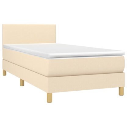 Boxspringbett mit Matratze & LED Creme 100x200 cm Stoff - Image 3