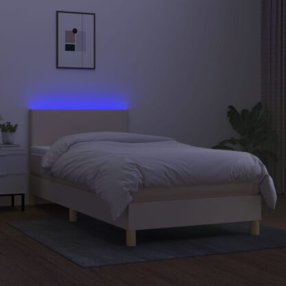 Boxspringbett mit Matratze & LED Creme 100x200 cm Stoff - Image 4