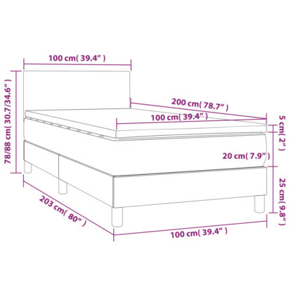 Boxspringbett mit Matratze & LED Creme 100x200 cm Stoff - Image 8