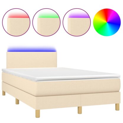 Boxspringbett mit Matratze & LED Creme 120x200 cm Stoff - Image 2