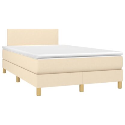 Boxspringbett mit Matratze & LED Creme 120x200 cm Stoff - Image 3