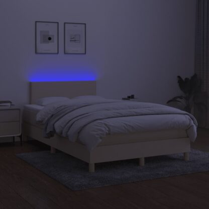 Boxspringbett mit Matratze & LED Creme 120x200 cm Stoff - Image 4