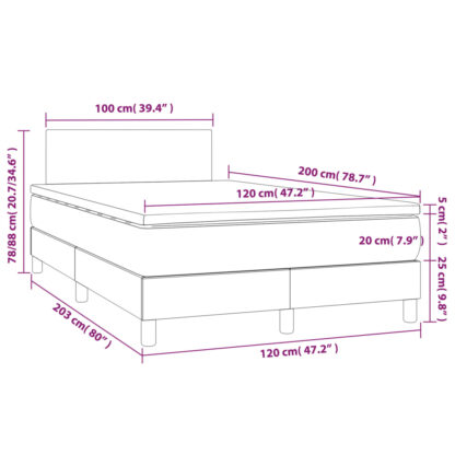 Boxspringbett mit Matratze & LED Creme 120x200 cm Stoff - Image 8