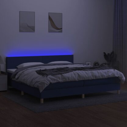 Boxspringbett mit Matratze & LED Blau 200x200 cm Stoff - Image 4
