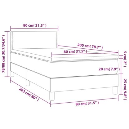 Boxspringbett mit Matratze & LED Creme 80x200 cm Stoff - Image 8