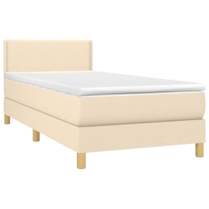 Boxspringbett mit Matratze & LED Creme 100x200 cm Stoff - Image 3