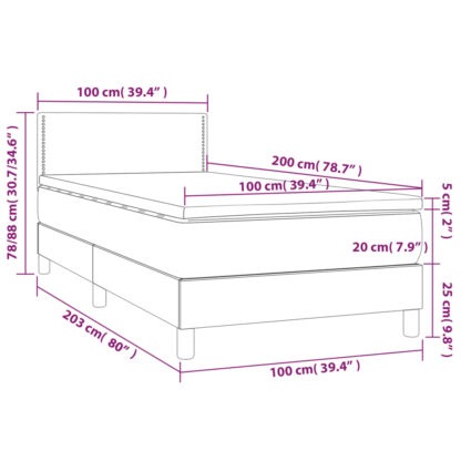 Boxspringbett mit Matratze & LED Creme 100x200 cm Stoff - Image 8
