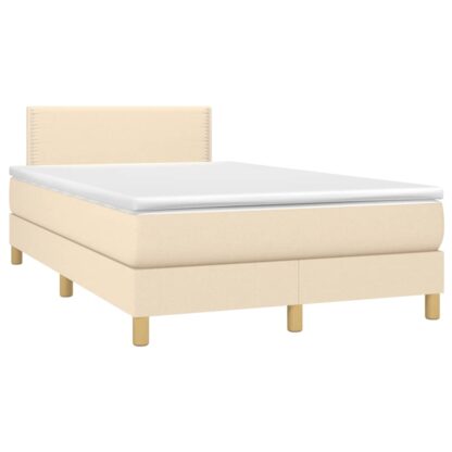 Boxspringbett mit Matratze & LED Creme 120x200 cm Stoff - Image 3