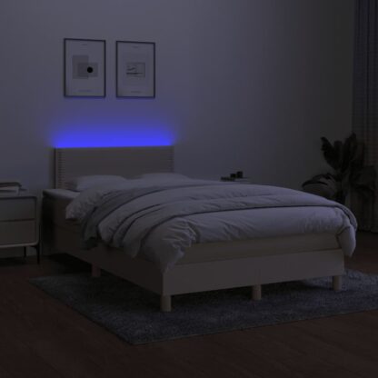 Boxspringbett mit Matratze & LED Creme 120x200 cm Stoff - Image 4