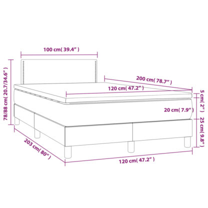 Boxspringbett mit Matratze & LED Creme 120x200 cm Stoff - Image 8
