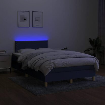 Boxspringbett mit Matratze & LED Blau 120x200 cm Stoff - Image 4