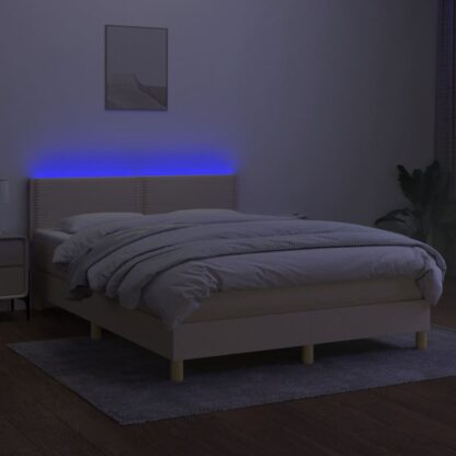 Boxspringbett mit Matratze & LED Creme 140x200 cm Stoff - Image 3