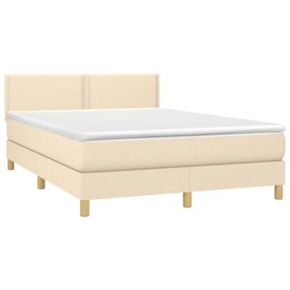 Boxspringbett mit Matratze & LED Creme 140x200 cm Stoff - Image 4
