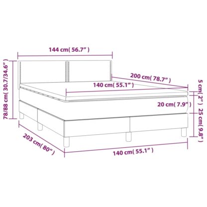 Boxspringbett mit Matratze & LED Creme 140x200 cm Stoff - Image 8