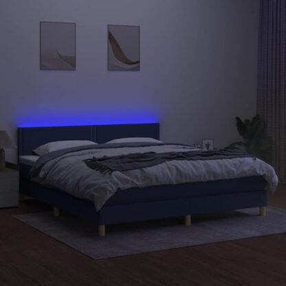 Boxspringbett mit Matratze & LED Blau 160x200 cm Stoff - Image 3