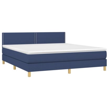 Boxspringbett mit Matratze & LED Blau 160x200 cm Stoff - Image 4