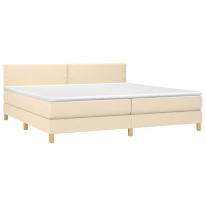 Boxspringbett mit Matratze & LED Creme 200x200 cm Stoff - Image 4