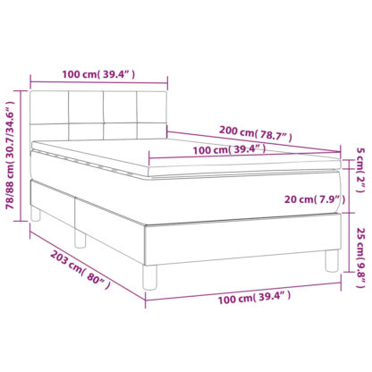Boxspringbett mit Matratze & LED Creme 100x200 cm Stoff - Image 8