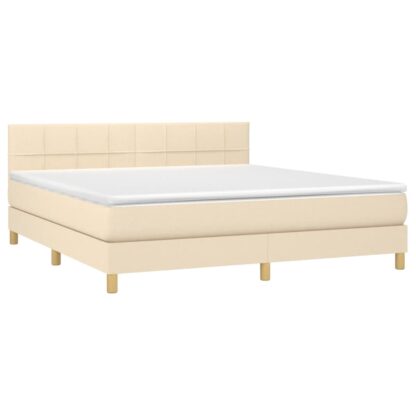 Boxspringbett mit Matratze & LED Creme 160x200 cm Stoff - Image 3