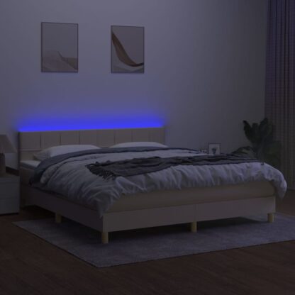 Boxspringbett mit Matratze & LED Creme 160x200 cm Stoff - Image 4