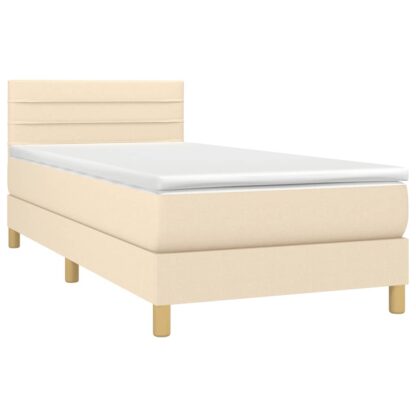 Boxspringbett mit Matratze & LED Creme 100x200 cm Stoff - Image 3