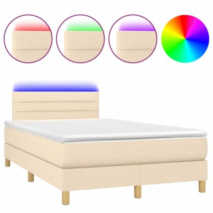 Boxspringbett mit Matratze & LED Creme 120x200 cm Stoff - Image 2