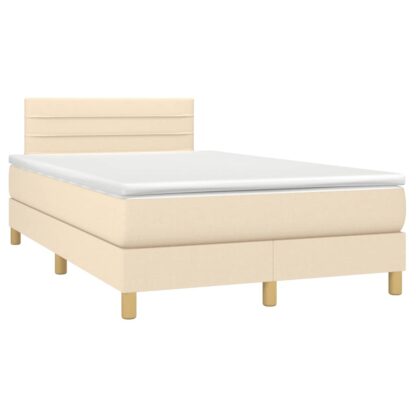 Boxspringbett mit Matratze & LED Creme 120x200 cm Stoff - Image 3