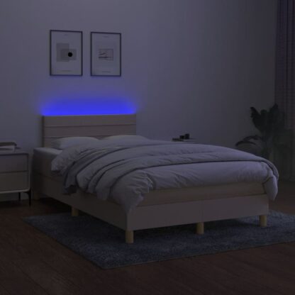 Boxspringbett mit Matratze & LED Creme 120x200 cm Stoff - Image 4