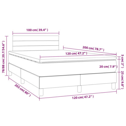 Boxspringbett mit Matratze & LED Creme 120x200 cm Stoff - Image 8