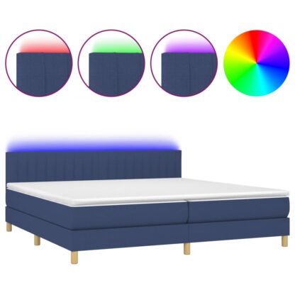 Boxspringbett mit Matratze & LED Blau 200x200 cm Stoff - Image 2
