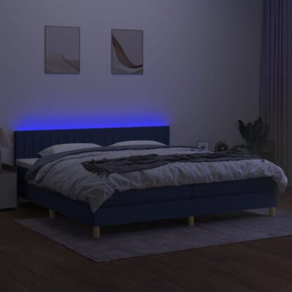 Boxspringbett mit Matratze & LED Blau 200x200 cm Stoff - Image 3