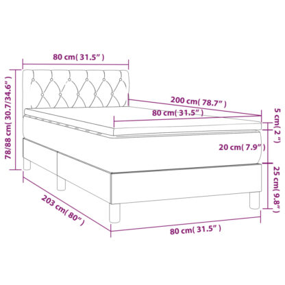 Boxspringbett mit Matratze & LED Creme 80x200 cm Stoff - Image 8