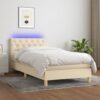 Boxspringbett mit Matratze & LED Creme 80x200 cm Stoff