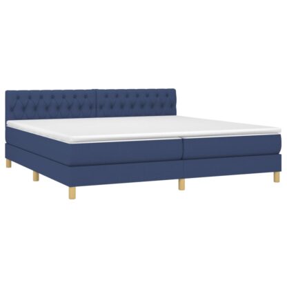 Boxspringbett mit Matratze & LED Blau 200x200 cm Stoff - Image 3