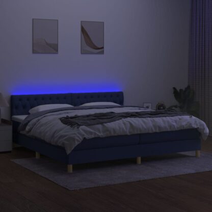 Boxspringbett mit Matratze & LED Blau 200x200 cm Stoff - Image 4