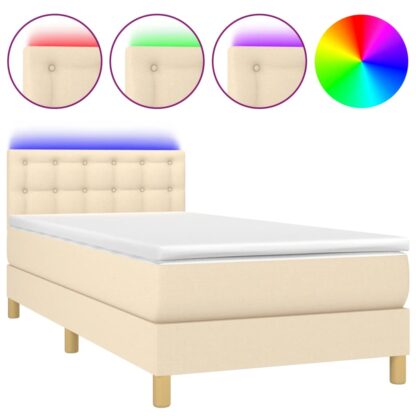 Boxspringbett mit Matratze & LED Creme 80x200 cm Stoff - Image 2
