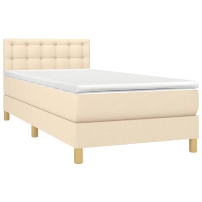 Boxspringbett mit Matratze & LED Creme 80x200 cm Stoff - Image 3