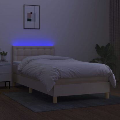 Boxspringbett mit Matratze & LED Creme 80x200 cm Stoff - Image 4