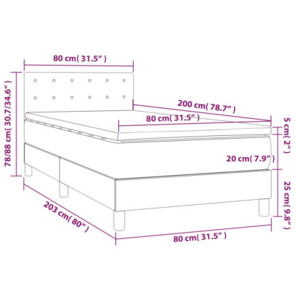 Boxspringbett mit Matratze & LED Creme 80x200 cm Stoff - Image 8