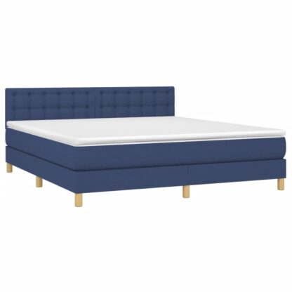 Boxspringbett mit Matratze & LED Blau 160x200 cm Stoff - Image 3