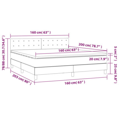 Boxspringbett mit Matratze & LED Blau 160x200 cm Stoff - Image 8