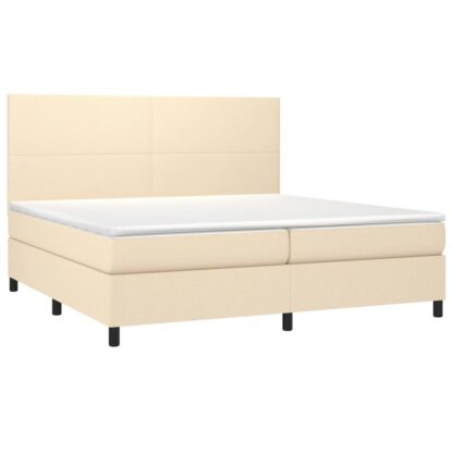 Boxspringbett mit Matratze & LED Creme 200x200 cm Stoff - Image 3